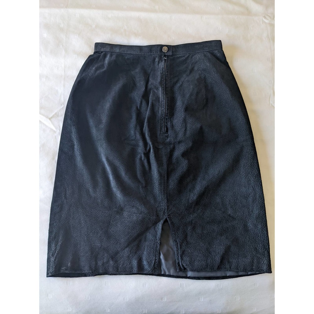 Genuine leather Mid Rise Skirt Women's Black